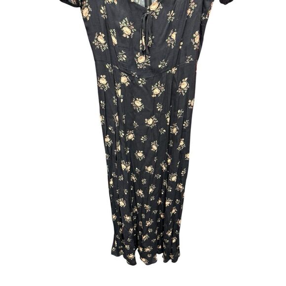 Reformation Rosetti Maxi Dress Black Floral Square Neck Short Sleeve Size 6 - Picture 8 of 13